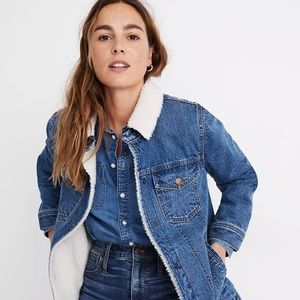 Madewell Oversized Denim Jacket with Sherpa Lining